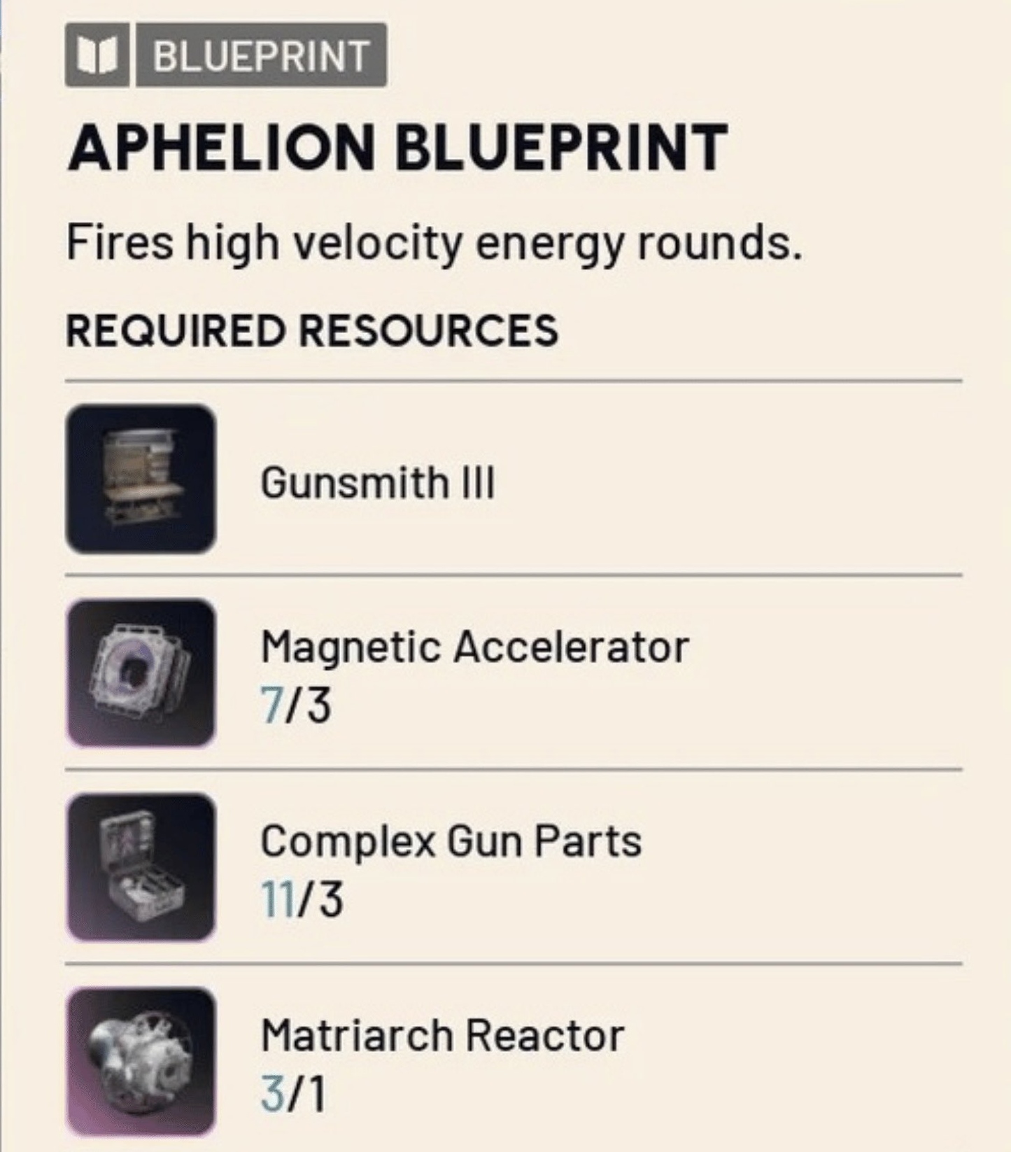 arc raiders aphelion blueprint